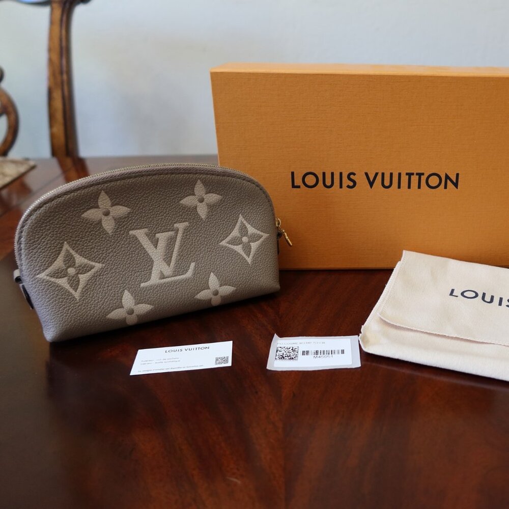 Louis Vuitton Cosmetic Pouch PM Turtledove Monogram Empreinte Leather